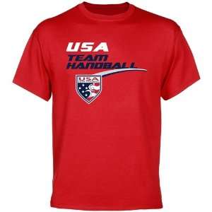  USA Team Handball Logo Rush T Shirt   Red Sports 