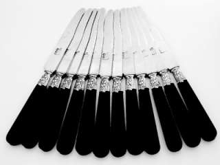 21 3 cm with ebony handles silver ferrules steel blades marked 