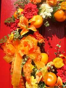 HollyHill Wreaths Orange Grove Tuscan,Spring,Summer,Fruit Floral Door 
