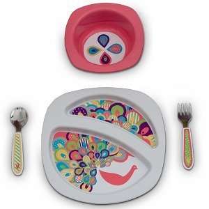 The First Years Entrées Feeding Set, Pretty Peacock (4 Piece Set), 1 
