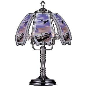   Flying High Eagle and America Pride Theme Black Chrome Base Touch Lamp
