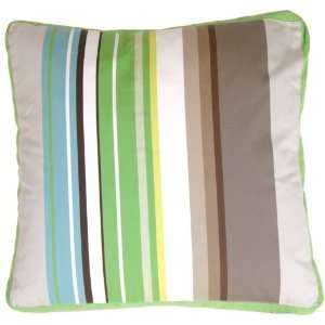  Pillow Decor   Green Apple & Gray Stripes Throw Pillow 