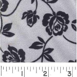  4648 Wide FLOCKED TRELLIS ROSE   SILVER Fabric By The 