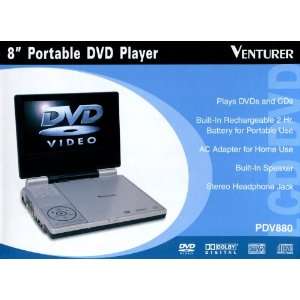  Portable DVD Player 8 Screen Rechargeable Battery AC 