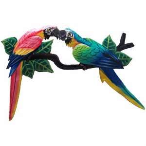  Lovebird Parrots Tropical Haitian Metal Art Home Room Yard 