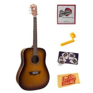  Washburn WD7S Dreadnought Acoustic Guitar Bundle with 