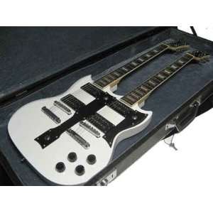   Neck Guitar, 6/12 String, with Hard Case, White Musical Instruments
