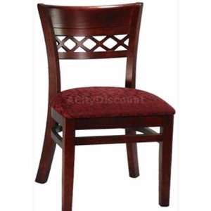  8630 Mahogany Lattice Back Wood Chair w/ Vinyl Seat